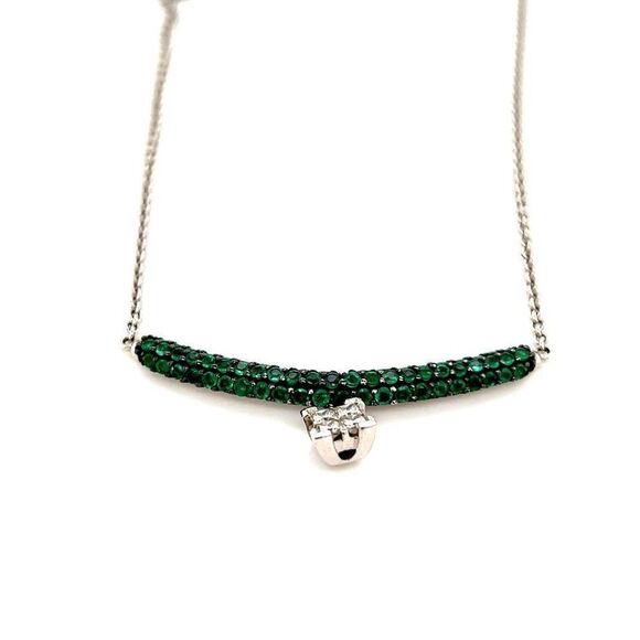 Stunning 14k Green Diopside & Diamonds Necklace - Picture 4 of 11
